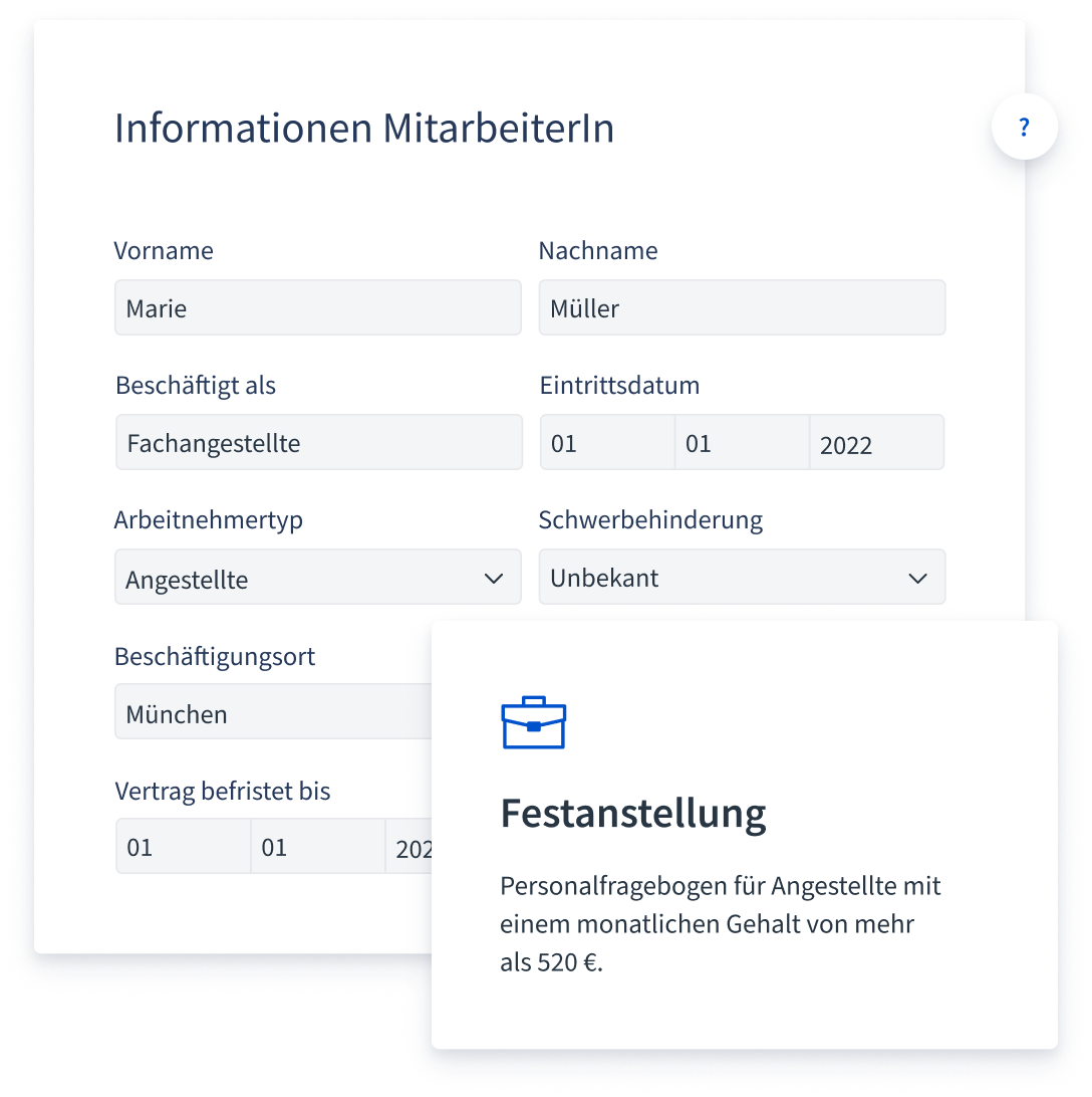 Formular-Beispiel von der Personalstammdatenerfassung